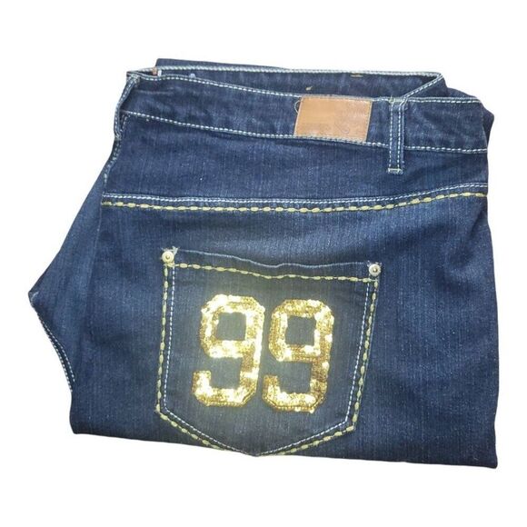 Vintage Akademiks Jeans Women Sz 24W Embroidered‎ Straight Leg Y2K Streetwear - Picture 1 of 7